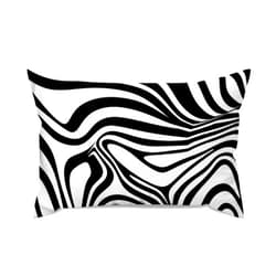 MangGou Geometric Black Stripes Pillow Case Zebra Animal Print Chinoiserie Euro Sham Pillow Cover Abstract Cushion Cover 12x20in Accent Pillowcase Home Decor for Sofa Living Room Bedroom
