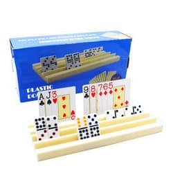 Yuanhe Plastic Domino Card Holders - Dominoes Tile Stand Organizer and Playing Card Game Racks/Trays, Set of 4