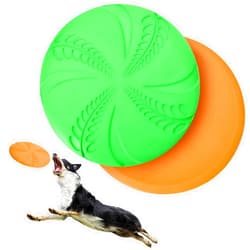 Nobleza 2 Pack Dog Flying Disc, Interactive Flyer Dog Toys for Small Medium Large Dogs to Fetch, Durable Outdoor Dog Disc Toy for Long-Distance Flies and Floats on Water, Orange & Green