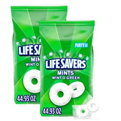 LIFE SAVERS Wint-O-Green Breath Mint Bulk Hard Candy, Party Size, 44.93 oz Bag (Pack of 2)