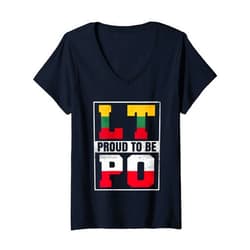 Proud to be Polish Lithuanian Womens Proud Polish Lithuanian Mix Polska and Lithuania Heritage V-Neck T-Shirt