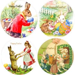 Miatoi 80 Vintage Easter Stickers, Victorian Happy Easter Stickers Labels, Retro Easter Eggs Bunny Gift Party Favor Decorations(HEST-1)