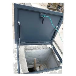 LZMZMQ Outdoor Basement Cellar Door Cover, Upward Lifting Attic Hatch Access Door Ceiling, Customized Manhole/Cellars Exit Lid with Hydraulic Support Rods & Handle, Black Square Metal Cap(26