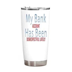 Hila Agagin Funny Gift Humorous Gift for Bankers - Funny Finance Gift Idea for Friends and Colleagues - I'm a Banker, I Know Money - Large 20 Oz White Stainless Steel Fat Tumbler