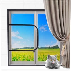 XIEMINLE Custom Size Cat Safety Net Cats Window protection for Cats, Fly Screen Mosquito Net, Self-Adhesive Window Screen Mesh with Zipper, Balcony Window Safety Screen Mesh,W*H:70 * 100cm,Position 8