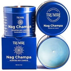 TRUMIRI Nag Champa Candle for Home Scented - Velas Aromáticas Para el Hogar - 5 oz Soy Wax Natural Clean Organic Non Toxic - for Aromatherapy Meditation Gift Bathroom Kitchen - Long Lasting - Heavily Scented