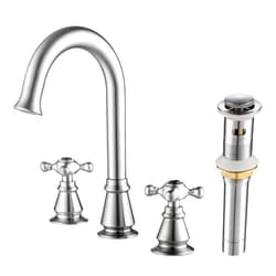 Anpean Brass 8 Inch Widespread Bathroom Sink Faucet 3 Holes with Pop-Up Drain and Water Supply Lines, Brushed Nickel