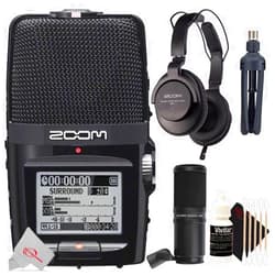 Teds Electronics Zoom H2n ext 2-Input / 4 Track Handy Digital Audio Stereo Recorder + Zoom ZDM-1 Podcast Mic Pack Accessory Bundle + 3pc Cleaning Kit