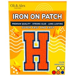Oli and Alex Iron on Letters Patches - Orange Letter Patch for Clothing - Embroidered Iron On Patches for Clothes Jeans Jackets Hats - Sew on Appliques 3.26-inch – Orange, H