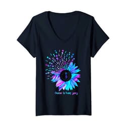Suicide Prevention Awareness Family Gifts Tee Womens Vintage Sunflower Floral Suicide Prevention Awareness Youth V-Neck T-Shirt