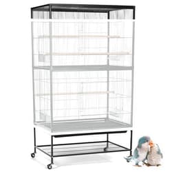 ASOCEA Large Bird Cage Seed Cather,Bird Cage Cover Adjustable Soft Airy Skirt Guard Birdcage Nylon Mesh Net for Parrot Parakeet Macaw African Round Square Cages Cover (White,118 * 31.5in/300 * 80cm)