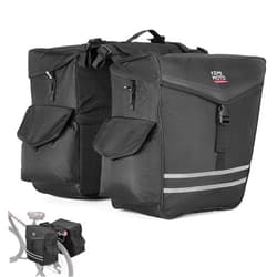 KEMIMOTO Bike Panniers Bag 40L Bike Panniers for Rear Rack, Waterproof with Rain Cover, Ebike Saddle Bags, Bicycle Panniers, Bike Rack Bag, Saddlebags for Bikes, Black Large Capacity Reflective Strip