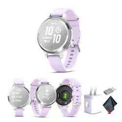 Garmin Lily 2 Active Small and Stylish Smartwatch Up to 9 Days Battery Life Built-in GPS Hidden Display Patterned Lens Purple Jasmin 010-02891-01 Health and Fitness Smart Watch Bundle for Women