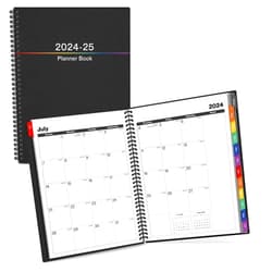 Dunwell Large Planner 2024-2025, 8.5x11 Colorful Calendar Book, Use Now to June 2025, Plastic Cover Agenda for School, Business, Academic Planner Daily Weekly Monthly, with Tab, Storage Pocket