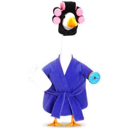 Shyyween Lady Porch Goose Outfit for 23'' Cement Plastic Lawn Goose Statue Clothes Bathrobe Coffee Cup Curlers for Outdoor Garden Yard Patio Decoration(Purple)