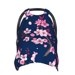AuHomea Pink Cherry Blossom Branches Baby Car Seat Canopy and Nursing Cover for Breastfeeding Multi-Use Cover Lightweight Infant Stretchy Carrier Carseat Winter Cover for Newborn Girls Boys