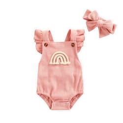FIOMVA Infant Baby Boy Girl Rainbow Romper Halter Sleeveless Backless Bodysuit Jumpsuit Summer Clothes Outfits
