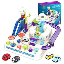 Horypt Car Adventure Toy Race Tracks Manipulative Rescues Squad Adventure Game Police Vehicle Playset Preschool Educational Toys Christmas Gifts for Kids Age 3-8Year Old