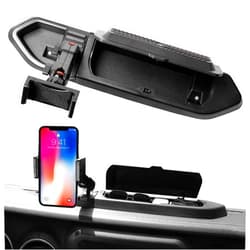 Sukemichi JL Phone Holder Storage Box with Cover, Dash Cell Phone Mount Dashboard Phone Holder Mount with Tray for 2018-2023 Jeep Wrangler JL Jeep Gladiator JT Accessories, 1 Pack, Black