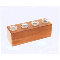 420 Trinkets Premium 4 Slide Holder - Handmade Bowl Display Stand - 18mm 14mm 10mm (Half 18mm Half 14mm, Walnut)