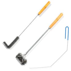 Liraip 3 Piece Metal Bristle deep Fryer Cleaning Tool Including l-Shaped deep Fryer Cleaning Brush Deep Fryer Cleaning Rod Long Handle Frying Basket Cleaning Brush, Good up to 400C (Metals)