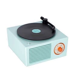 Benzama Old Fashioned Classic Style Bluetooth Speaker Cute Blue Look Creative Vinyl Record Player Gift for Girls Bass Enhancement Loud Volume Black Glue Speaker by Benzama