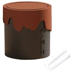 Sheebo Creative Chocolate Mini Trash Can with Lid Wastebasket and 50 Counts Mini Trash Bags for Bathroom Vanity, Desktop, Tabletop or Coffee Table - 2 Liter (Creative - Chocolate)