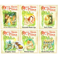 AMA Once Upon A Time Card Game Bundle with Base Game and Five Expansions Plus 2 Treasure Chest Buttons