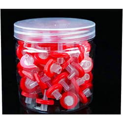LabZhang 100 Count Syringe Filter, PTFE Hydrofilic Membrane 13mm Diameter 0.22um Pore Size, Syringe Lab Filters, Non Sterile Filtration (Red)