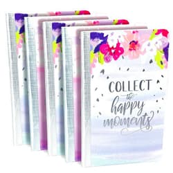 Emraw Printed Purse Book, Shrink Wrapped, College Ruled Paper 5.5 x 3.875” 250 GSM “Silver Lining Collection” (3 Happy, 2 Joy) Perfect for School, College and Home Use - 5 Pack