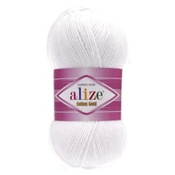 Alize 55% Cotton 45% Acrylic Alize Cotton Gold Yarn 1 Skein/Ball 100 gr 360 yds (55-White)