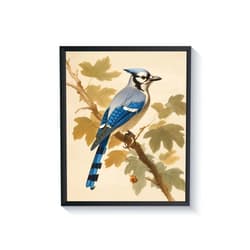 HomeArtPrint Blue Jay Bird Vintage Poster Art Print Retro Wall Art Poster Decor Nature, Avian Painting Artwork for Bedroom Living room Decor 41 (Blue Jay, 8 x 10 inches, Unframed)
