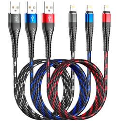ShSiXin iPhone Charger 6FT Lightning Cable 3Pack Colorful Nylon Braided USB Fast Charging Cord Apple MFi Certified for iPhones 14 13 12 11 SE XS Pro Max XR X 8 7 6 5 X Plus