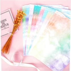 Whaline 80 Sheet Rainbow Color Stationery Paper 8.5x11In Watercolor Styles Writing Paper Aesthetic Paper Pastel Gradient Paper Decorative Scrapbook Paper for Letter Writing Invitations, 8 Designs