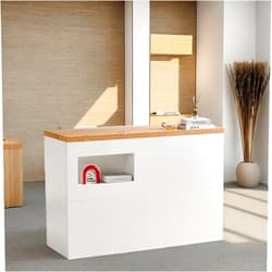 JKSVTF Modern Reception Desk with 2 Filing cabinets and Private Drawers, Keyboard Tray/Desktop Computer Cable Hole, Used in Offices, Reception desks, Cashier counters-55.12 * 37.4 * 19.6in