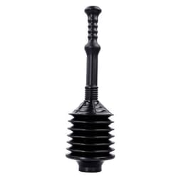 JS Jackson Supplies Professional Bellows Accordion Toilet Plunger, High Pressure Thrust Plunge Removes Heavy Duty Clogs from Clogged Bathroom Toilets, All Purpose Power Plungers for Bathrooms, Black