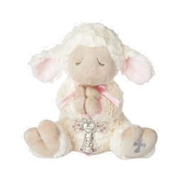 Ganz Serenity Lamb with Crib Cross Christening or Baptism Gift, Pink