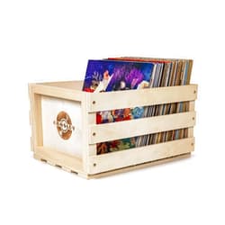 Crosley AC1004A-NA Record Storage Crate Holds up to 75 Albums, Natural