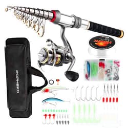 mouhike Fishing Rod Reel Combo Full Kit Telescopic Fishing Pole Set Spinning Reel Line Lures Hooks Fishing Carrier Bag Saltwater Freshwater Fishing Gear for Kids Adults Professional