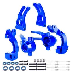 HobbyPark Aluminum Front Steering Block Knuckles & C-Hubs Caster Blocks & Rear Hubs for Arrma 1/10 Granite 4X4,Typhon, Big Rock, Senton, Replace AR330442 AR330467 AR330469 (Navy Blue)