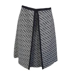 ERIN Women's Flowers Pattern A-Line Skirt, Black, 6
