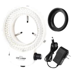 Annhua Microscope LED Ring Light with Dimmer Control, 144 LED Microscope Lamp Source Illuminator Adjustable for Stereo Microscope, Camera and Mini Lathe - White