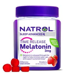 Natrol Time Release Melatonin Gummies, Sleep Support for Adults, 3 mg Melatonin Supplements for Sleep Support, 45 Strawberry-Flavored Gummies, Up to a 45 Day Supply