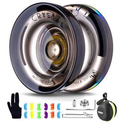 MAGICYOYO K2 Crystal Black Yoyo Professional, Responsive Yoyo for Kids Beginners with Extra Unresponsive Yo Yo Bearing, Pro Plastic Trick Yo Yo for Adults+12 Stings+Bearing Removal Tool+Storage Bag