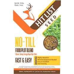 Hit List Seed No-Till Deer Food Plot Blend, 10 lbs (1 Acre) - Clover, Turnip, Forage Brassica, Rye, Oats, Whitetail, Blacktail, Deer, Elk, Hunting, Pure, Natural, High in Protein, Highly Attractive