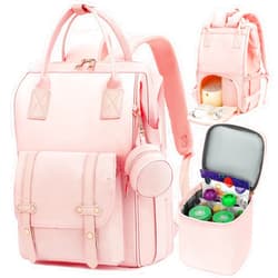 ROSEGIN Breast Pump Backpack & Diaper Bag with Cooler, Fits Spectra S1 S2 Medela, Pumping Bag for Work, Fits 15.6