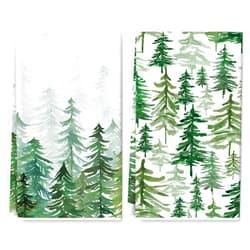 AnyDesign Christmas Kitchen Dish Towel 18 x 28 Inch Watercolor Pine Trees Dishcloth Xmas Tree Decorative Hand Drying Tea Towel for Xmas Winter Holiday Kitchen Cooking Baking Bathroom, 2Pcs