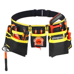 LOTKEY Tool Belt, 13 Pockets Tool Belts for Men Including Steel Hammer Loops Measuring Tape Holder Tool Pouch Adjustable Up to 41