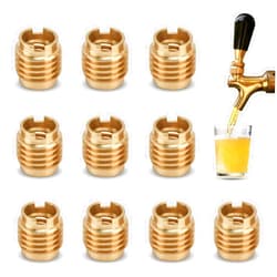 Beufee 10 PCS Threaded Inserts, Brass Dual-Threaded Insert for Wooden Tap Handle Beer Tap Handle Insert Homebrew Hardware Beer Tap Handles Manual Install Nuts for 3/8in-16 UNC External Thread