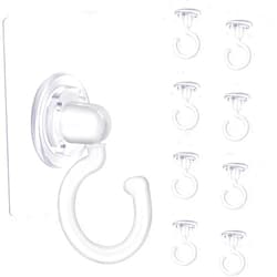 Jetec 9 Pieces Adhesive Ceiling Hooks White Under Cabinet Hooks Plastic Heavy Duty Adhesive Hooks Utility Hooks for Ceiling Hanging Sticky Ceiling Hooks for Kitchen Bathroom Bedroom Wall Hooks Holder